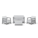 Curver Scandi Box linea duo kerti bútor szett jute tárolós asztallal hamuszürke-világosszürke