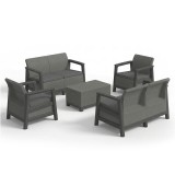 Curver Scandi Box max linea duo kerti bútor szett jute tárolós asztallal grafit-hűvösszürke