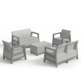 Curver Scandi Box max linea duo kerti bútor szett jute tárolós asztallal hamuszürke-világosszürke