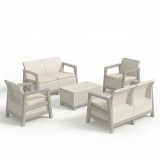 Curver Scandi Box max linea duo kerti bútor szett jute tárolós asztallal kavicsszürke-bézs