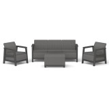 Curver Scandi Love linea duo kerti bútor szett jute tárolós asztallal grafit-hűvösszürke