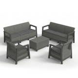 Curver Scandi Love max linea duo kerti bútor szett jute tárolós asztallal grafit-hűvösszürke