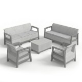 Curver Scandi Love max linea duo kerti bútor szett jute tárolós asztallal hamuszürke-világosszürke