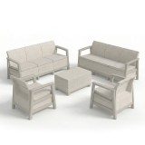 Curver Scandi Love max linea duo kerti bútor szett jute tárolós asztallal kavicsszürke-bézs