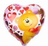 Cymylar Szív alakú fólia lufi - 45 cm - Maci