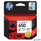 CZ102E Tintapatron Deskjet Ink Advantage 2510 sor nyomtatókhoz, HP 650, színes, 200 oldal