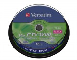 CD-RW lemez, újraírható, SERL, 700MB, 8-10x, 10 db, hengeren VERBATIM