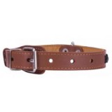 CoLLaR Barna bőr nyakörv fekete keresztmintával- 48 - 63 cm, 35mm