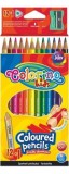 Colorino Kids Színes ceruzakészlet 12+1, hegyezővel, Colorino trio, háromszög test