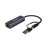 D-Link DUB-2315 USB-C Ethernet adapter, 2.5Gbps, USB-A átalakító, Plug&Play, fekete