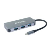 D-Link DUB-2335 USB 3.0, USB-C, HDMI, RJ-45, 6 az 1-ben Szürke USB Hub