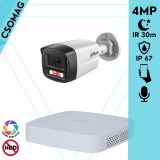 Dahua 1 cső kamerás IP megfigyelőrendszer 4MP HD cső biztonsági kamera, 2.8 mm-es fix objektívvel, PoE, beépített mikrofonnal, színes éjszakai kép, kültér