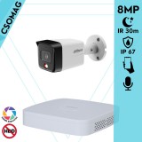 Dahua 1 cső kamerás IP megfigyelőrendszer 8MP cső biztonsági kamera, 2.8 mm-es fix objektívvel, PoE, beépített mikrofonnal, hibrid megvilágítással, fém ház, kültéri