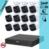 Dahua 12 cső kamerás analóg megfigyelőrendszer 2MP HD cső biztonsági kamera, 2.8 mm fix objektívvel