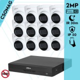 Dahua 12 dome kamerás analóg megfigyelőrendszer 2MP HD dóm biztonsági kamera, 2.8 mm fix objektívvel
