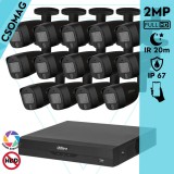 Dahua 14 cső kamerás analóg megfigyelőrendszer 2MP HD cső biztonsági kamera, 2,8 mm fix objektív, hibrid fény