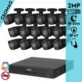 Dahua 16 cső kamerás analóg megfigyelőrendszer 2MP HD cső biztonsági kamera, 2,8 mm fix objektív, hibrid fény