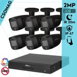 Dahua 6 cső kamerás analóg megfigyelőrendszer 2MP HD cső biztonsági kamera, 2,8 mm fix objektív, hibrid fény