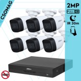 Dahua 6 cső kamerás analóg megfigyelőrendszer 2MP HD cső biztonsági kamera, 2.8 mm fix objektívvel
