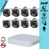 Dahua 8 cső kamerás IP megfigyelőrendszer 4MP HD cső biztonsági kamera, 2.8 mm-es fix objektívvel, PoE, beépített mikrofonnal, színes éjszakai kép, kültér