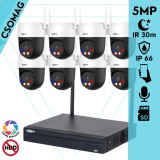 Dahua 8 dóm kamerás WIFI megfigyelőrendszer 5MP dóm biztonsági kamera, 4.0 mm-es fix objektívvel, beépített WiFi antennával és mikrofonnal, microSD kártyafoglalat, hibrid megvilágítással, megvilágítási távolság 30m, kültéri