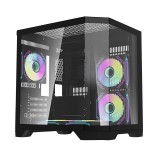 Darkflash Computer Case FT350 Mini Torony Számítógépház + 5db 120mm aRGB ventilátor - Fekete (FT350 BLACK)