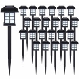 DEBAU Földbe szúrható napelemes kerti lámpa 24 darabos házikó megjelenésű szolár lámpa készlet