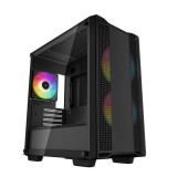 Deepcool CC360 ARGB microATX minitorony számítógépház, 3x ARGB ventilátor, edzett üveg, fekete