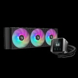 DeepCool CPU Water Cooler - MYSTIQUE 360 ARGB (max 21dB; max. 123,09 m3/h; 3x12cm, LED kijelző, fekete)