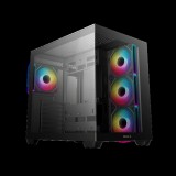 DeepCool Számítógépház - CG530 4F (fekete, ablakos, 4x12cm A-RGB, BTF, ATX, 2xUSB3.0, 1xUSB2.0)