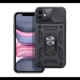 Defender szilikon telefonvédő (ütésállóság, tartógyűrű, kameravédő) FEKETE Apple iPhone 11 "Gigapack csomagolás" (GP-134100) (GP-134100)