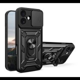 Defender szilikon telefonvédő (ütésállóság, tartógyűrű, kameravédő) FEKETE Apple iPhone 17 "Gigapack csomagolás" (GP-173269) (GP-173269)