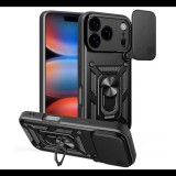 Defender szilikon telefonvédő (ütésállóság, tartógyűrű, kameravédő) FEKETE Apple iPhone 17 Pro "Gigapack csomagolás" (GP-173270) (GP-173270)