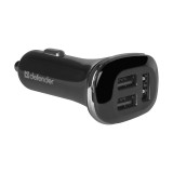 Defender UCA 50, 12V, 3 x USB, max. 4800 mA, Fekete, Autós Töltő