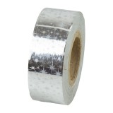 Dekorációs szalag tornakarikára, csillag mintás, 14 m – ezüst – Amaya