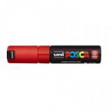 Dekormarker, 8 mm, vágott, UNI "Posca PC-8K", piros