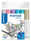 Dekormarker készlet, 1,4 mm, PILOT Pintor M 6 különböző metál szín (PDMPTMM6)