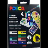 Dekormarker készlet, 1,8-2,5 mm, UNI "Posca Pouch PC-5M", 8 különböző szín, tartóval (401531)