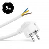 DELIGHT 05941C Hálózati szerelhető tápkábel dugóval - 5 m kábellel - 3 x 1,5 mm² - fehér