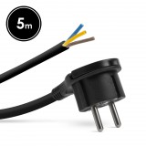 DELIGHT 05942C Szerelhető hálózati dugó - műanyag füllel - 5 m kábellel - 3 x 1,5 mm2 - fekete