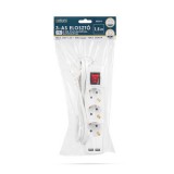 Delight 20221U 3-as hosszabbító 1,5m 3×1,5mm2-es kábellel, 2xUSB-vel, kapcsolós