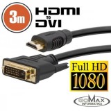Delight 20381 HDMI M - DVI-D M Adapterkábel 3m Fekete (20381)