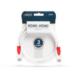 Delight 20423 HDMI apa - HDMI apa, 3 m, 4K Fehér-Piros kábel