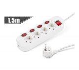 Delight 4-es elosztó hosszabbító - 4+1 kapcsolóval - 250 V • 16 A - 1,5 m