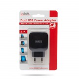 Delight 55045-2BK hálózati adapter 2x USB fekete (55045-2BK) - Töltők