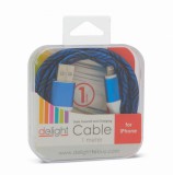 DELIGHT 55438 iPhone USB lightning adatkábel szövet bevonat 1m több szín