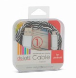DELIGHT 55439A Android microUSB adatkábel szövet bevonattal 2m