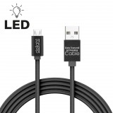 Delight 55442M-BK Adatkábel - MicroUSB - 1A - LED - fekete - 1 m