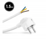Delight Hálózati szerelhető tápkábel dugóval - 1,5 m kábellel - 3 x 1,5 mm² - fehér