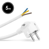Delight Hálózati szerelhető tápkábel dugóval - 5 m kábellel - 3 x 1,5 mm² - fehér